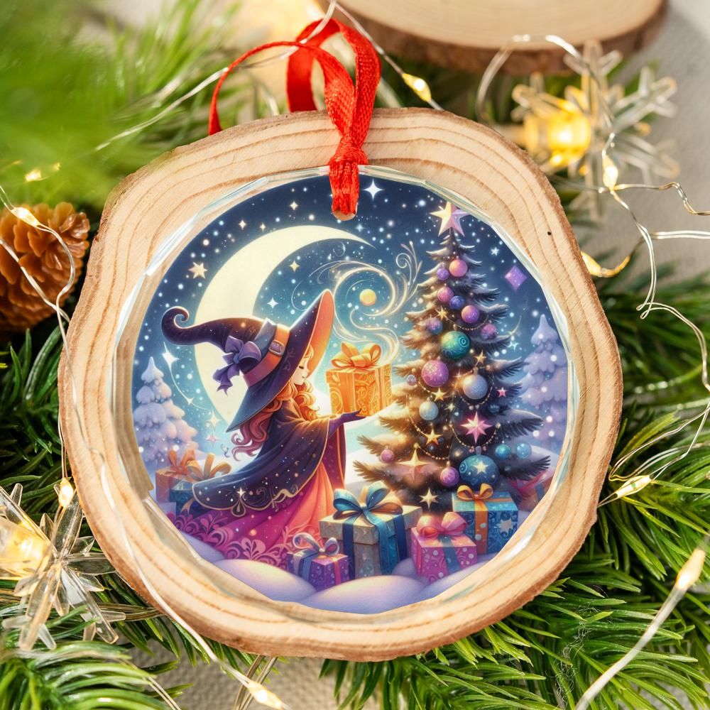 Pagan Yule Ornament Witchy Glass Ornament-MoonChildWorld