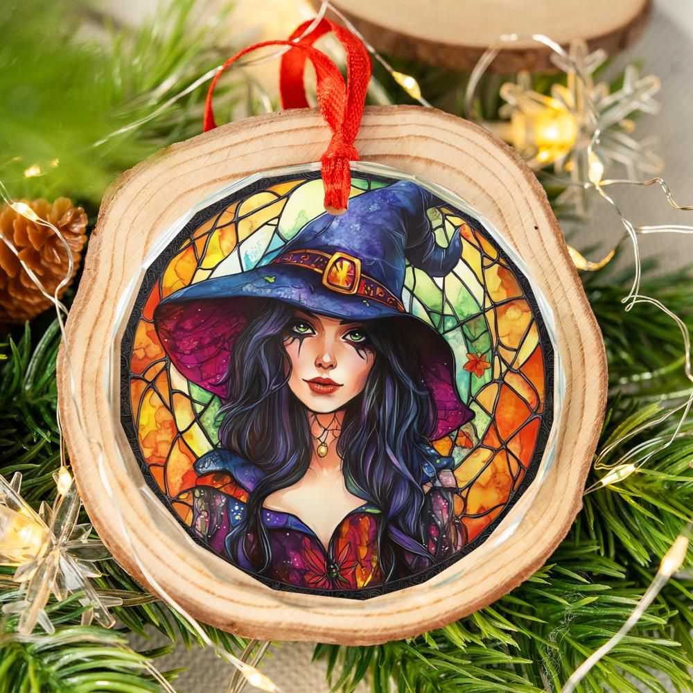 Gothic Witch Glass Ornament Mystical Christmas Ornament-MoonChildWorld