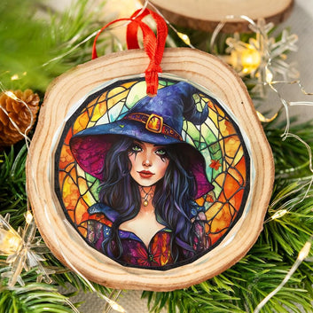 Gothic Witch Glass Ornament Mystical Christmas Ornament