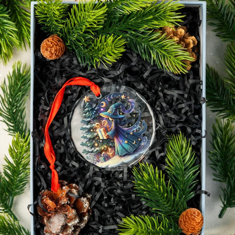 Winter Witch Glass Ornament Wicca Christmas Ornament-MoonChildWorld