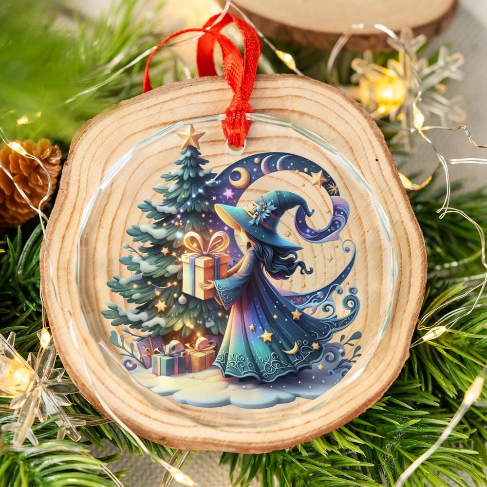 Winter Witch Glass Ornament Wicca Christmas Ornament-MoonChildWorld