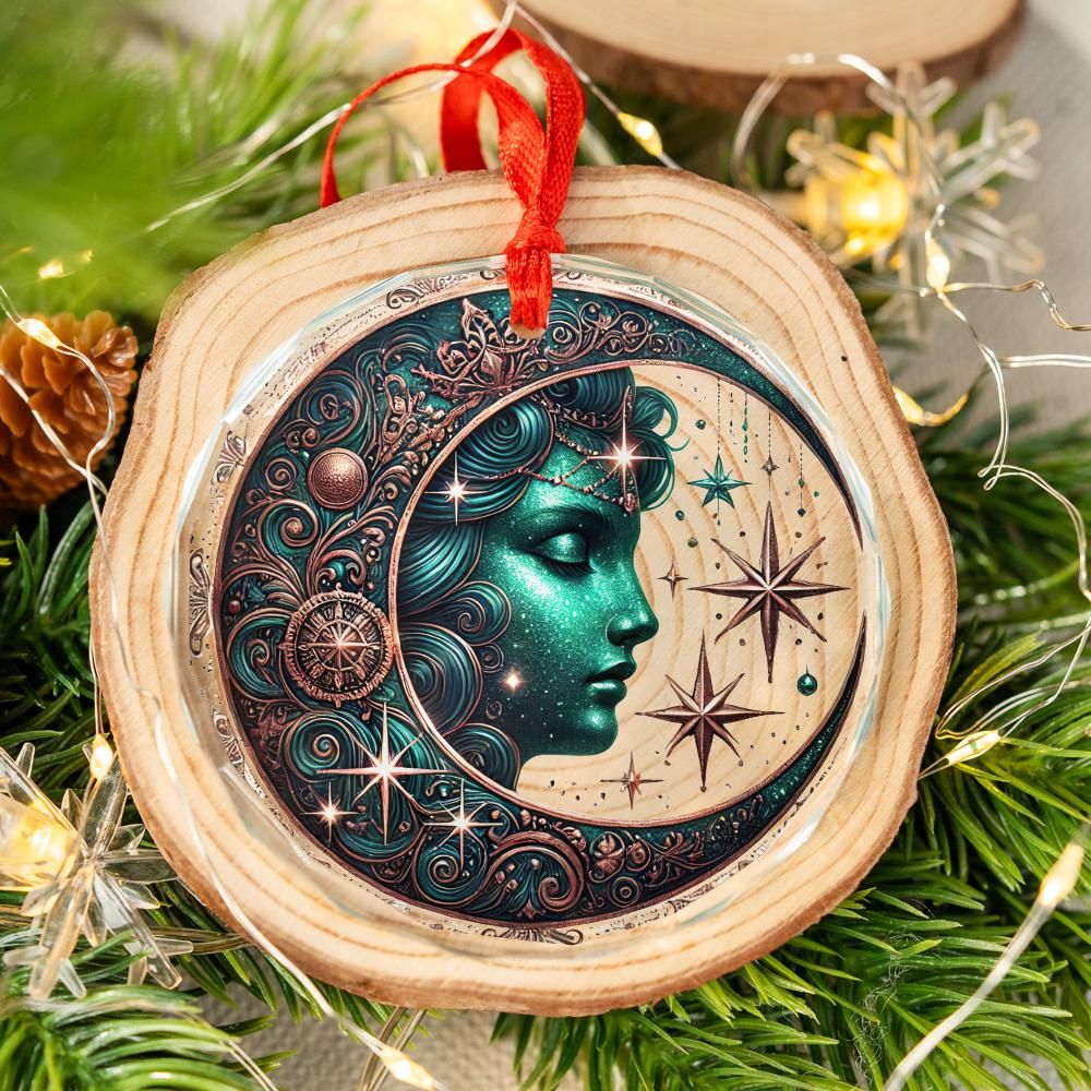 Moon Goddess Glass Ornament Celestial Christmas Ornament-MoonChildWorld