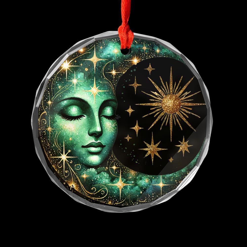 Star Moon Goddess Glass Ornament Pagan Yule Ornament-MoonChildWorld