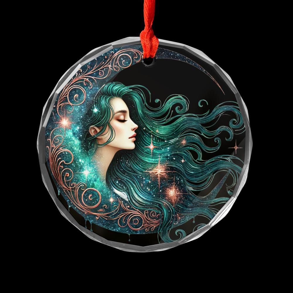 Celestial Moon Goddess Glass Ornament Pagan Yule Ornament-MoonChildWorld