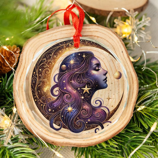 Goddess Moon Glass Ornament Wicca Christmas Ornament