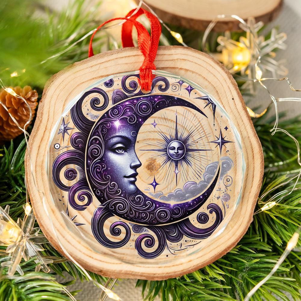 Celestial Goddess Moon Glass Ornament Pagan Christmas Tree Ornament-MoonChildWorld