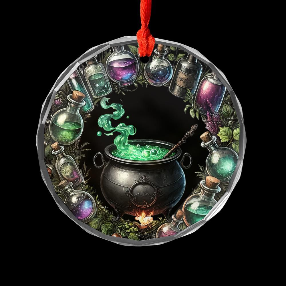 Potion Witch's Cauldron Glass Ornament Wicca Christmas Ornament-MoonChildWorld