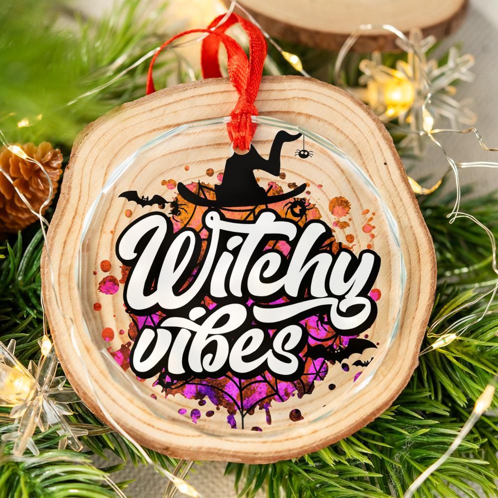 Witchy Vibes Glass Ornament Magic Christmas Tree Ornament-MoonChildWorld