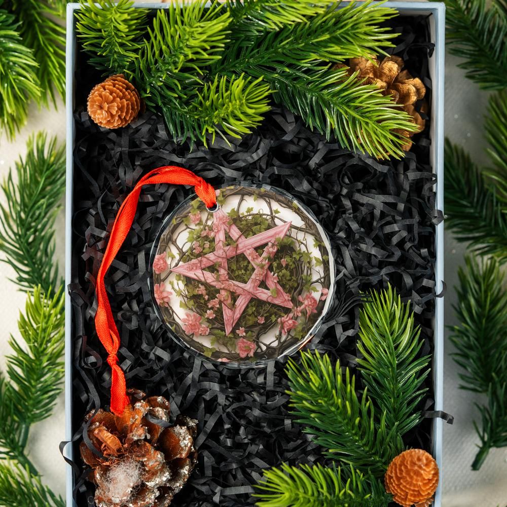 Pentacle Glass Ornament Pagan Wicca Yule Tree Ornament-MoonChildWorld