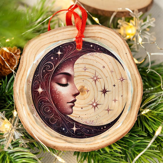 Celestial Moon Goddess Glass Ornament Pagan Yule Ornament