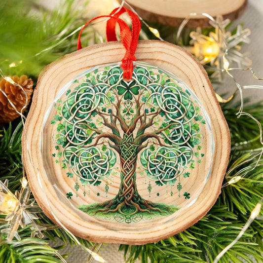 Celtic Tree of Life Glass Ornament Pagan Christmas Tree Ornament