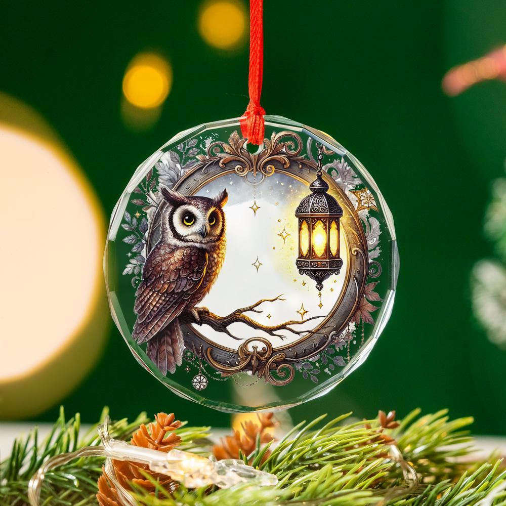 Magic Owl Glass Ornament Pagan Yule Ornament-MoonChildWorld