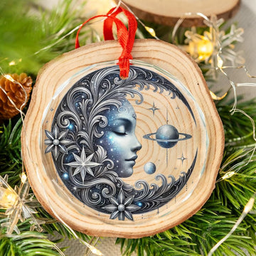 Celestial Goddess Moon Glass Ornament Pagan Christmas Tree Ornament-MoonChildWorld