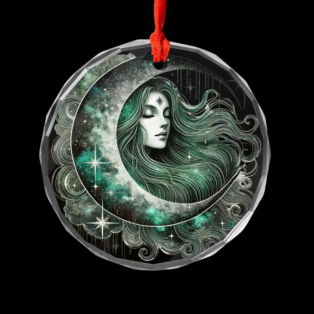 Celestial Moon Goddess Glass Ornament Pagan Yule Ornament-MoonChildWorld