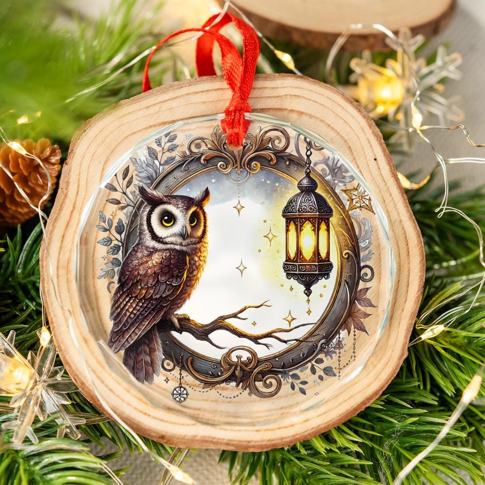 Magic Owl Glass Ornament Pagan Yule Ornament-MoonChildWorld