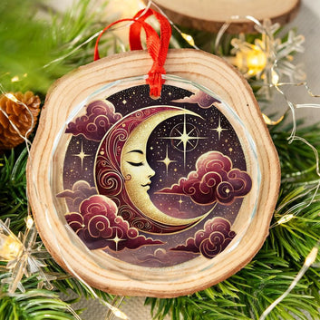 Star Moon Goddess Celestial Glass Ornament Pagan Christmas Ornament