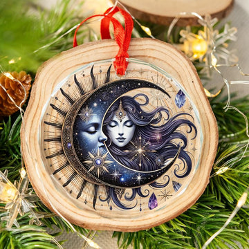 Crystal Moon Goddess Glass Ornament Pagan Yule Ornament-MoonChildWorld