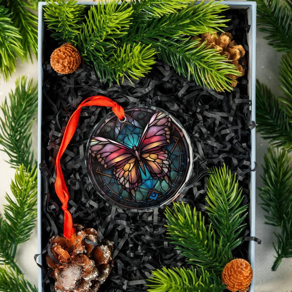 Mystic Butterfly Glass Ornament Gothic Christmas Tree Ornament-MoonChildWorld