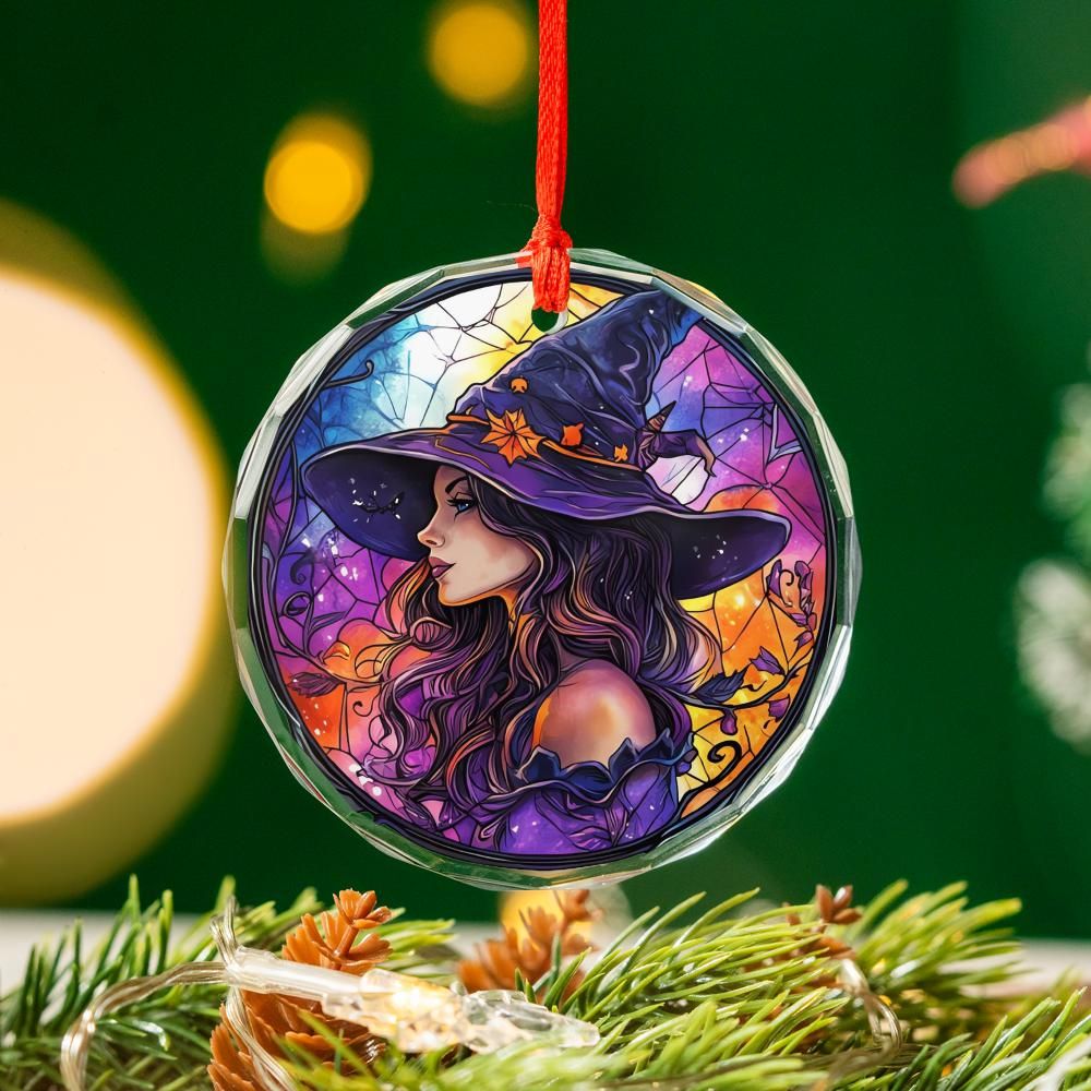 Gothic Witch Glass Ornament Mystical Christmas Ornament-MoonChildWorld