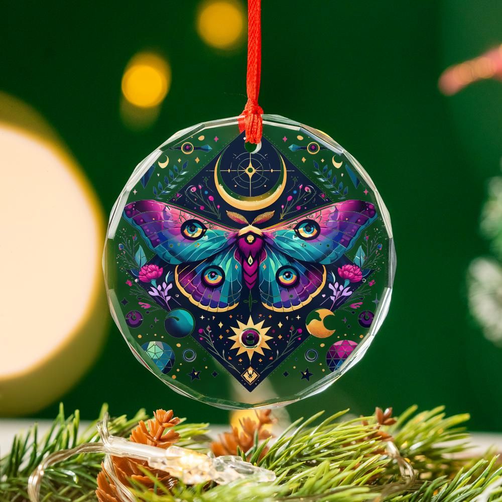 Luna Moth Glass Ornament Mystic Butterfly Christmas Tree Ornament-MoonChildWorld