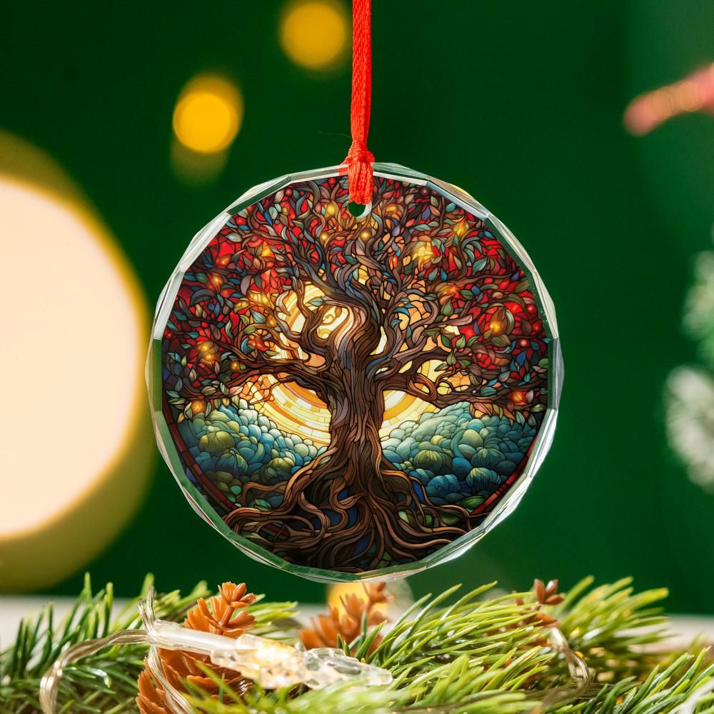 Spirit Tree of life Glass Ornament Pagan Yule Ornament-MoonChildWorld