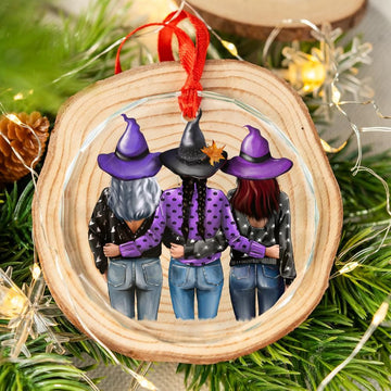 Witch Sisters Glass Ornament Witchy Christmas Ornament-MoonChildWorld