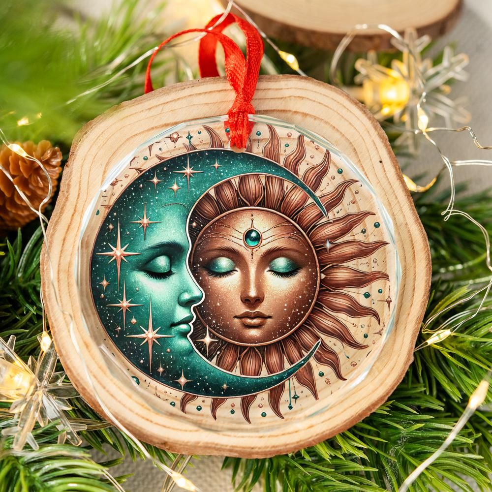 Sun Moon Goddess Glass Ornament Pagan Yule Ornament-MoonChildWorld