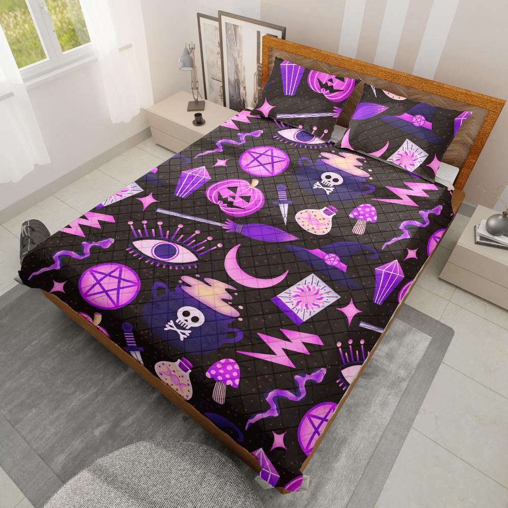 Halloween Witch Quilt Bedding Set-MoonChildWorld