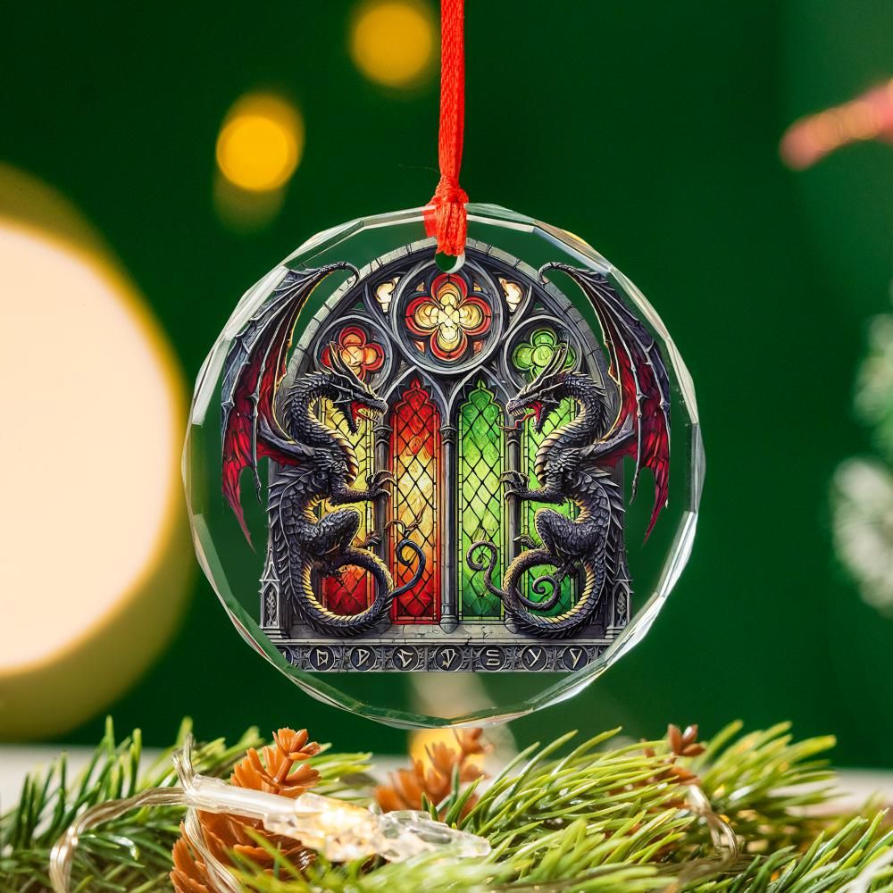 Dragon Glass Ornament Dragon Christmas Tree Ornament-MoonChildWorld