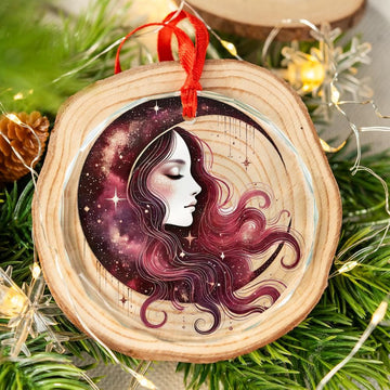 Star Moon Goddess Glass Ornament Celestial Christmas Ornament-MoonChildWorld