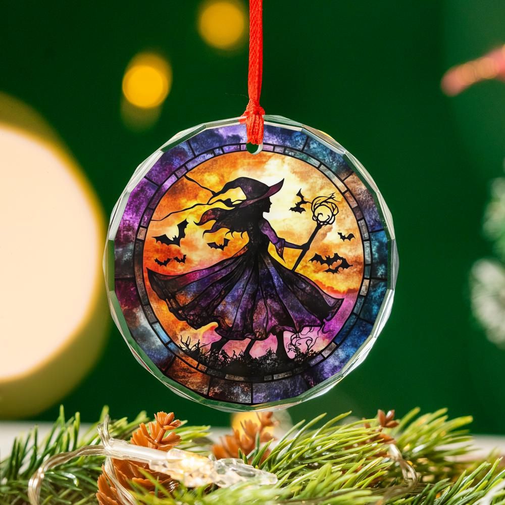 Witch Gothic Glass Ornament Wicca Christmas Ornament-MoonChildWorld