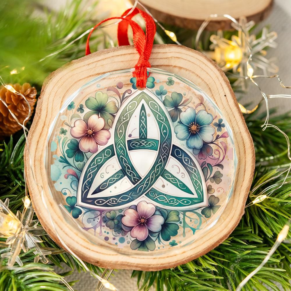 Celtic Triquetra Glass Ornament Pagan Yule Ornament-MoonChildWorld