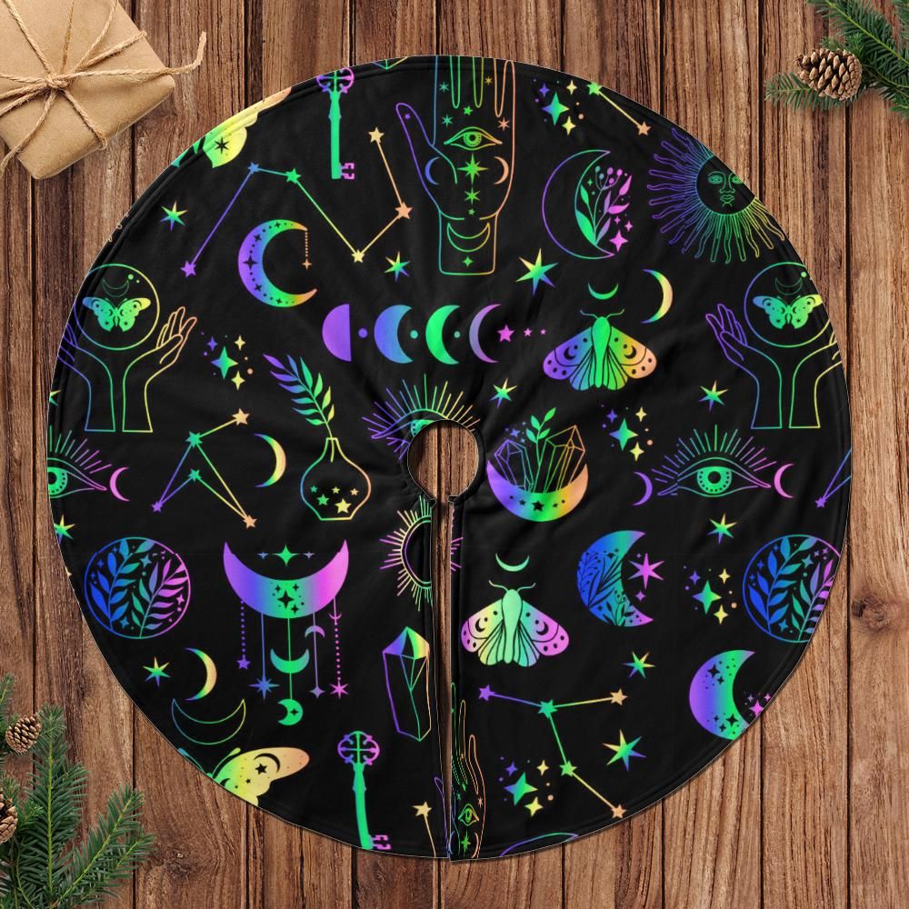 Wicca Celestial Christmas Tree Skirt-MoonChildWorld