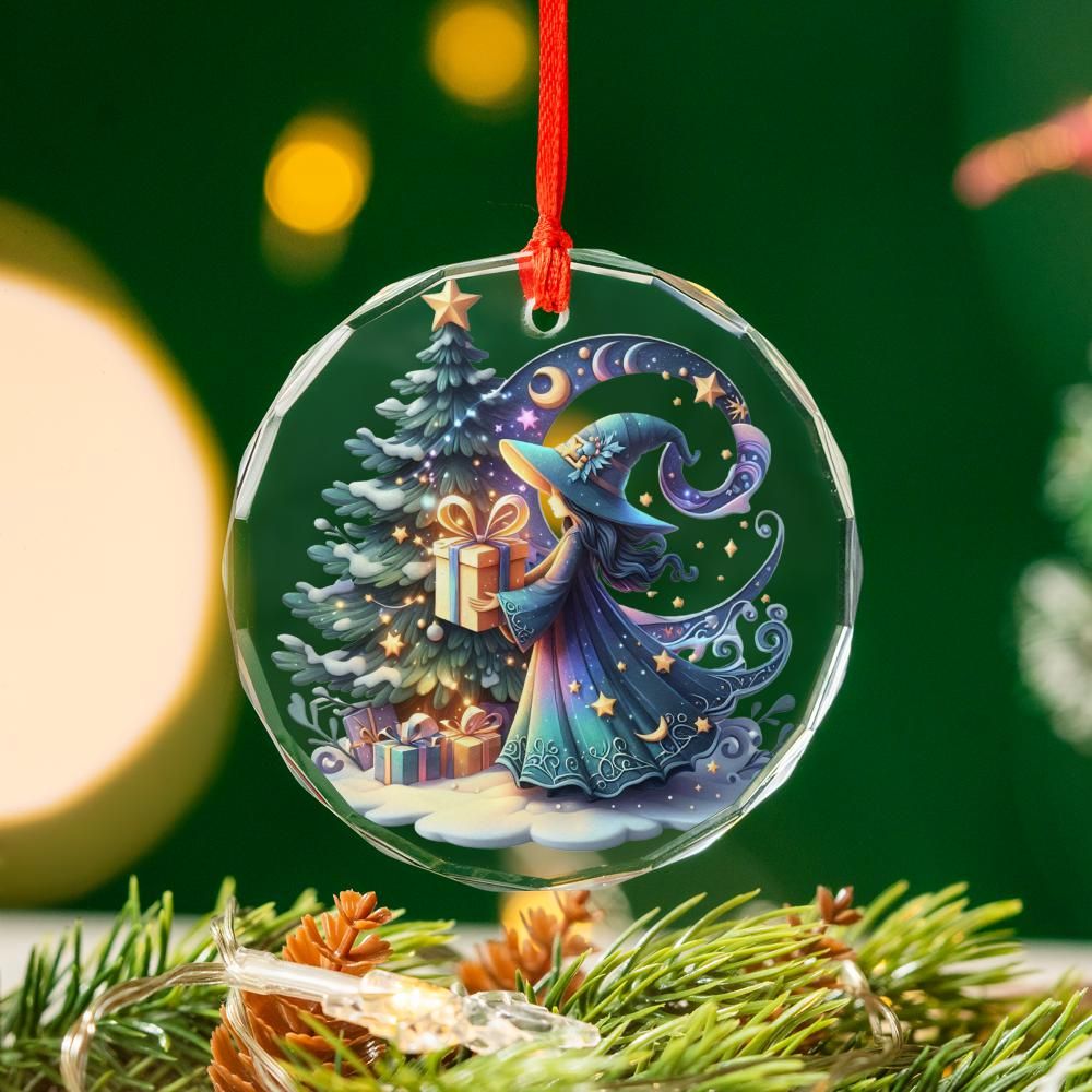 Winter Witch Glass Ornament Wicca Christmas Ornament-MoonChildWorld