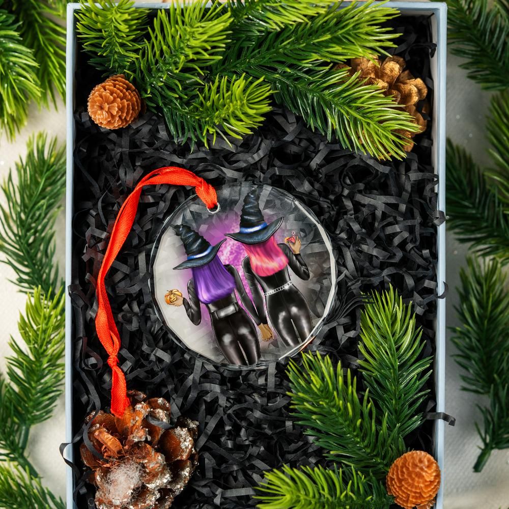 Enchanted Witch Glass Ornament Witchy Christmas Ornament-MoonChildWorld