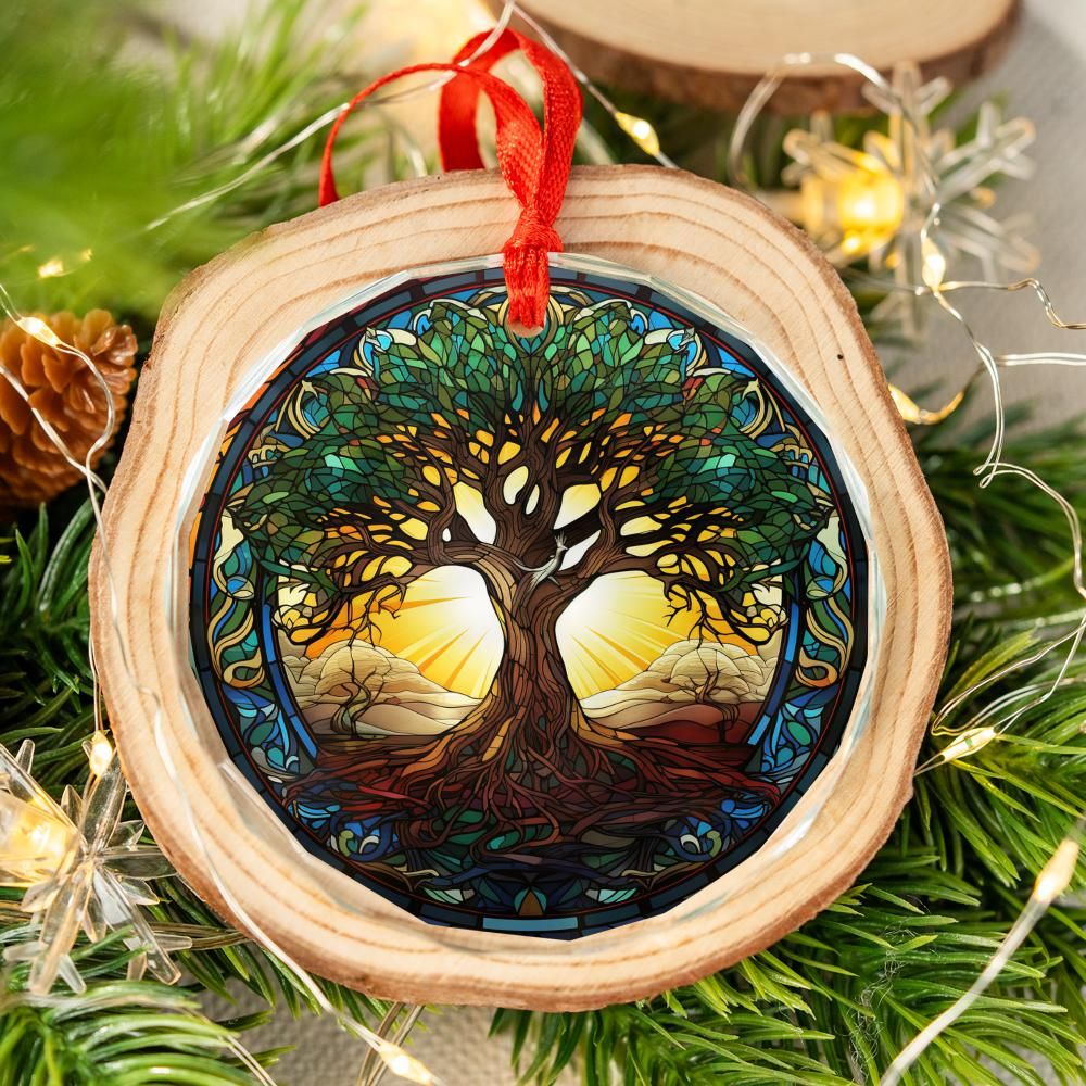 Spirit Tree of life Glass Ornament Pagan Yule Ornament-MoonChildWorld