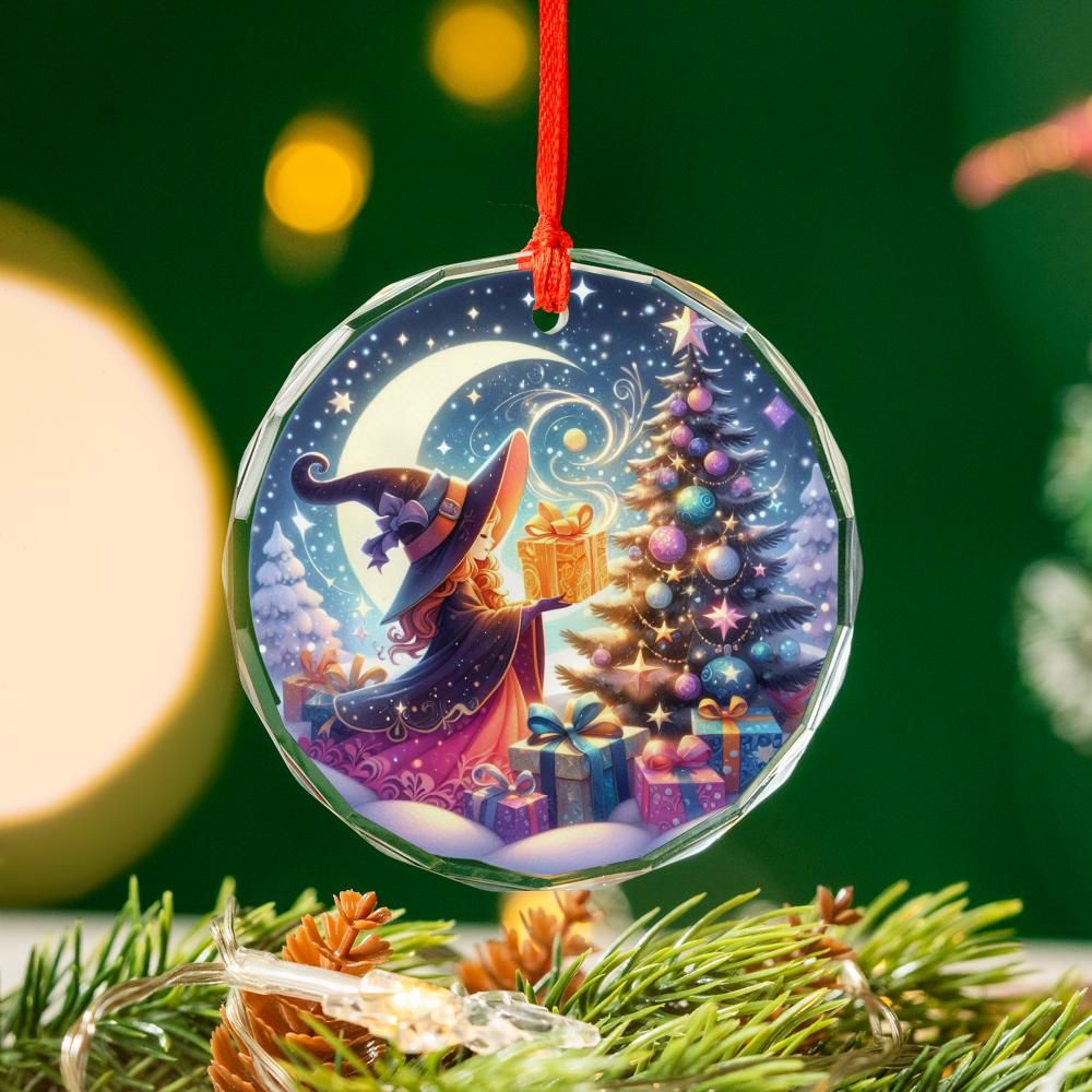 Pagan Yule Ornament Witchy Glass Ornament-MoonChildWorld