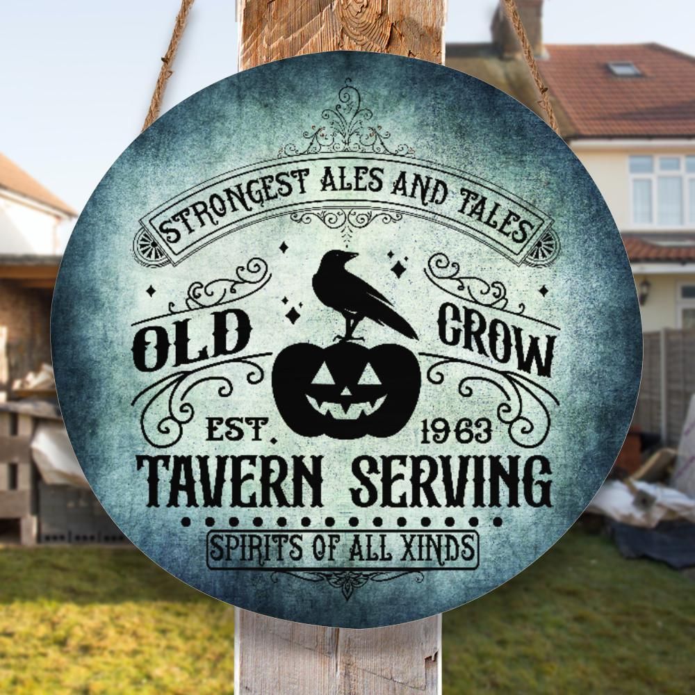 Old Crow Gothic Sign Halloween Wood Sign-MoonChildWorld