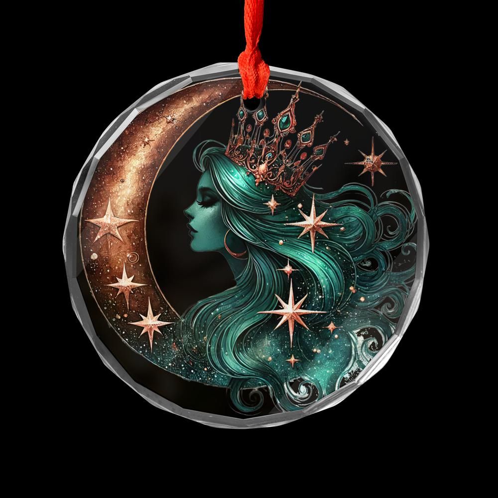 Celestial Moon Goddess Glass Ornament Pagan Yule Ornament-MoonChildWorld