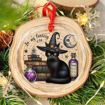 Magic Black Cat Glass Ornament Wicca Christmas Tree Ornament-MoonChildWorld