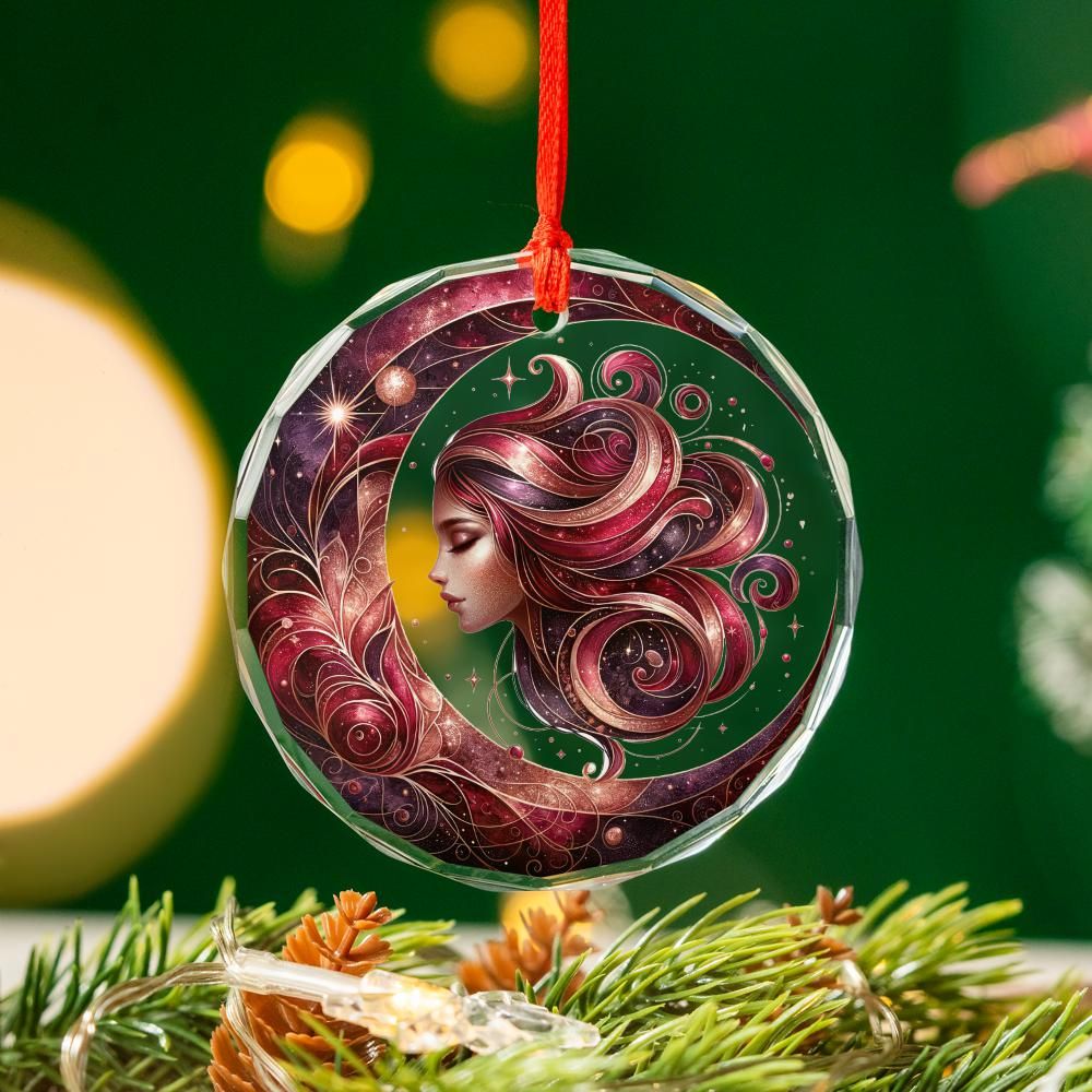 Moon Goddess Glass Ornament Celestial Christmas Ornament-MoonChildWorld