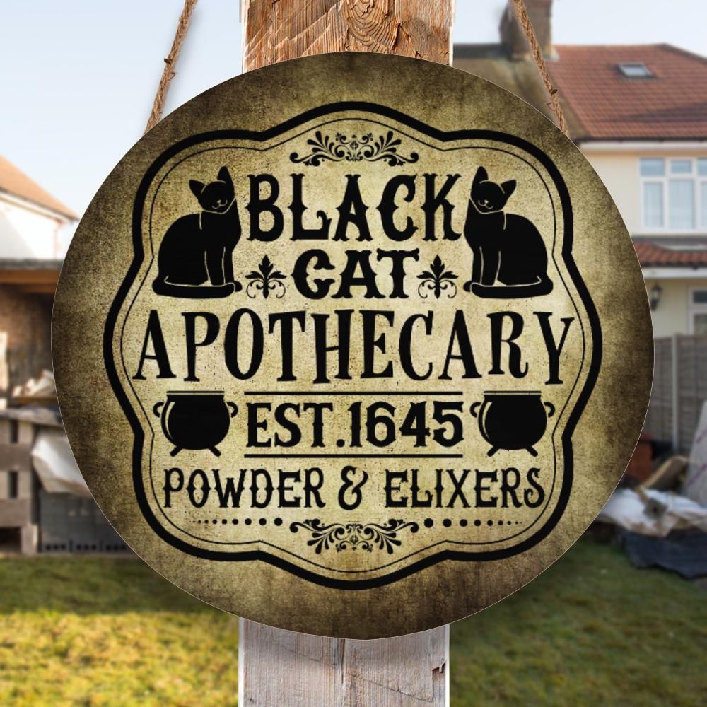 Black cat witch sign Halloween Wood Sign-MoonChildWorld