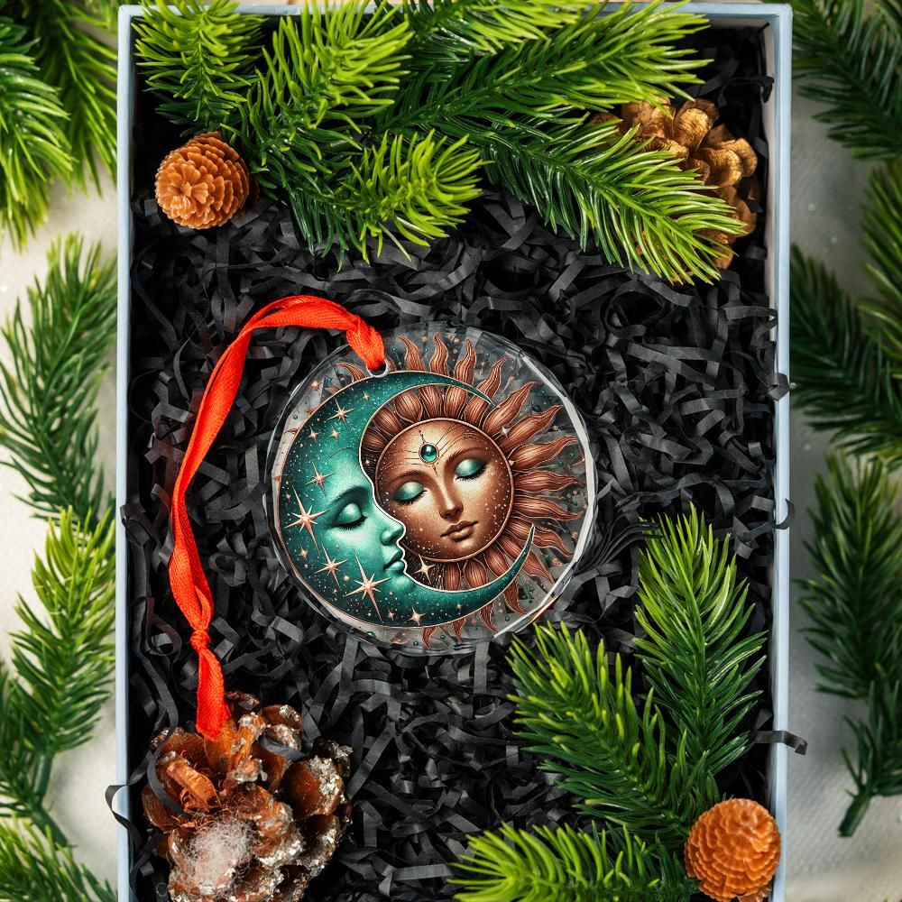 Sun Moon Goddess Glass Ornament Pagan Yule Ornament-MoonChildWorld