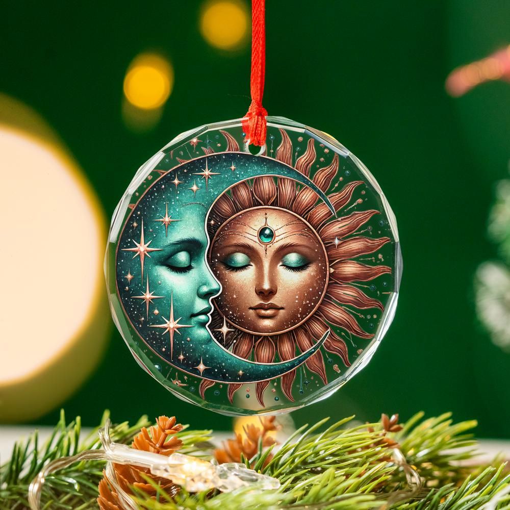 Sun Moon Goddess Glass Ornament Pagan Yule Ornament-MoonChildWorld