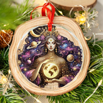 Celestial Moon Goddess Glass Ornament Wicca Christmas Tree Ornament-MoonChildWorld