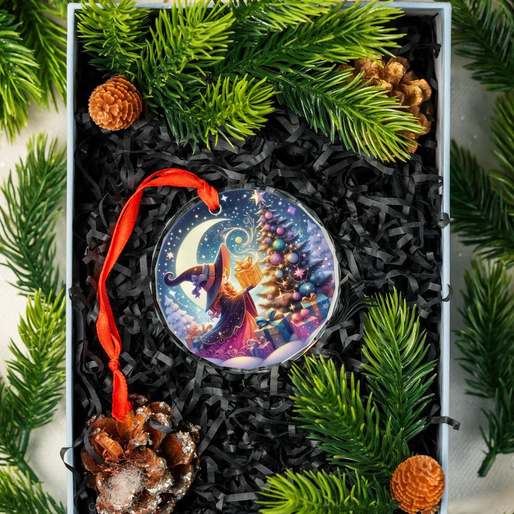 Pagan Yule Ornament Witchy Glass Ornament-MoonChildWorld