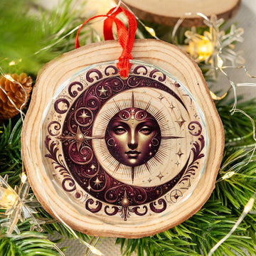 Sun Moon Celestial Glass Ornament Pagan Yule Ornament-MoonChildWorld