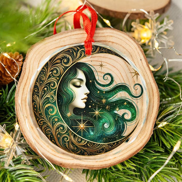 Celestial Goddess Moon Glass Ornament Pagan Christmas Tree Ornament-MoonChildWorld