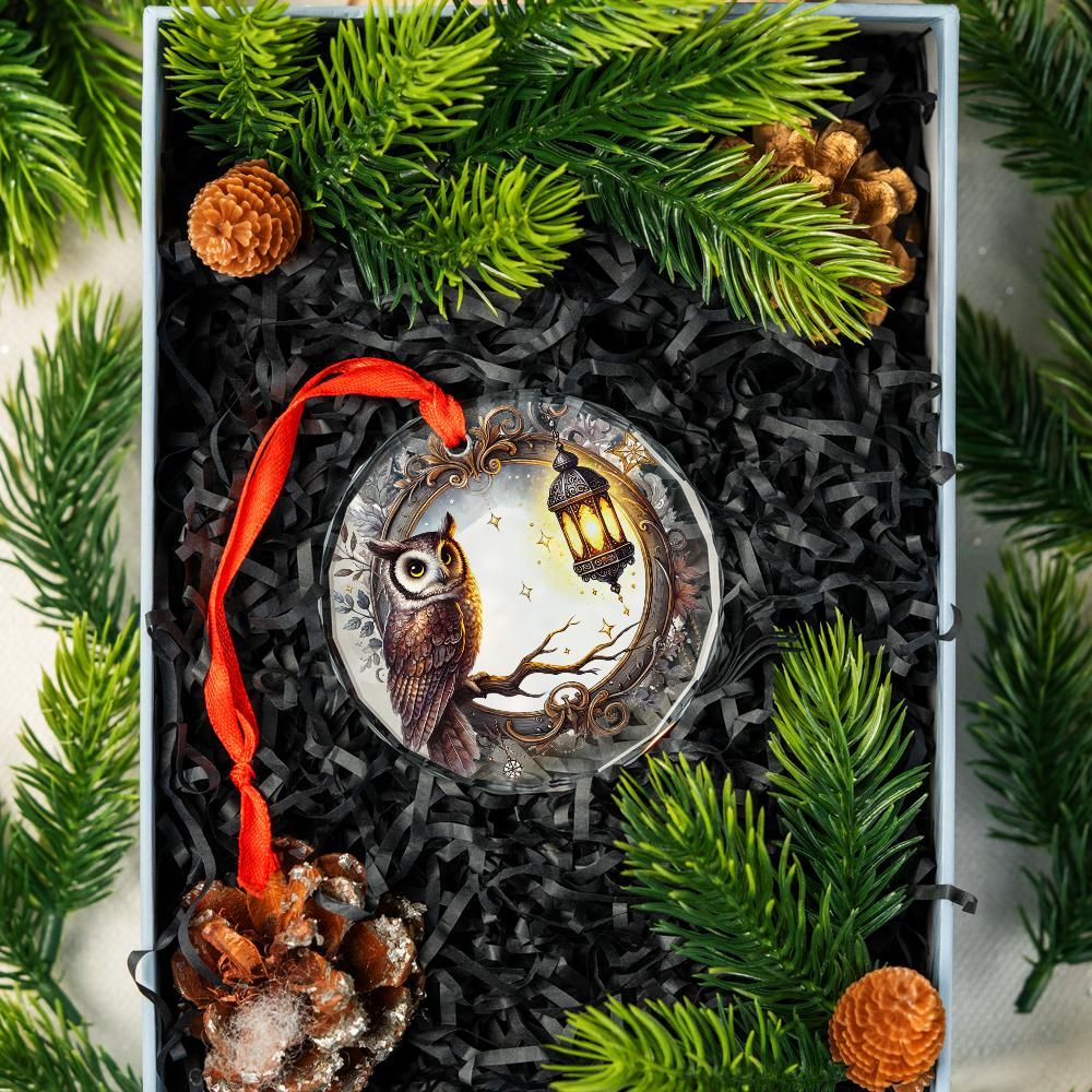 Magic Owl Glass Ornament Pagan Yule Ornament-MoonChildWorld