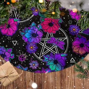 Wicca Pentagram Christmas Tree Skirt